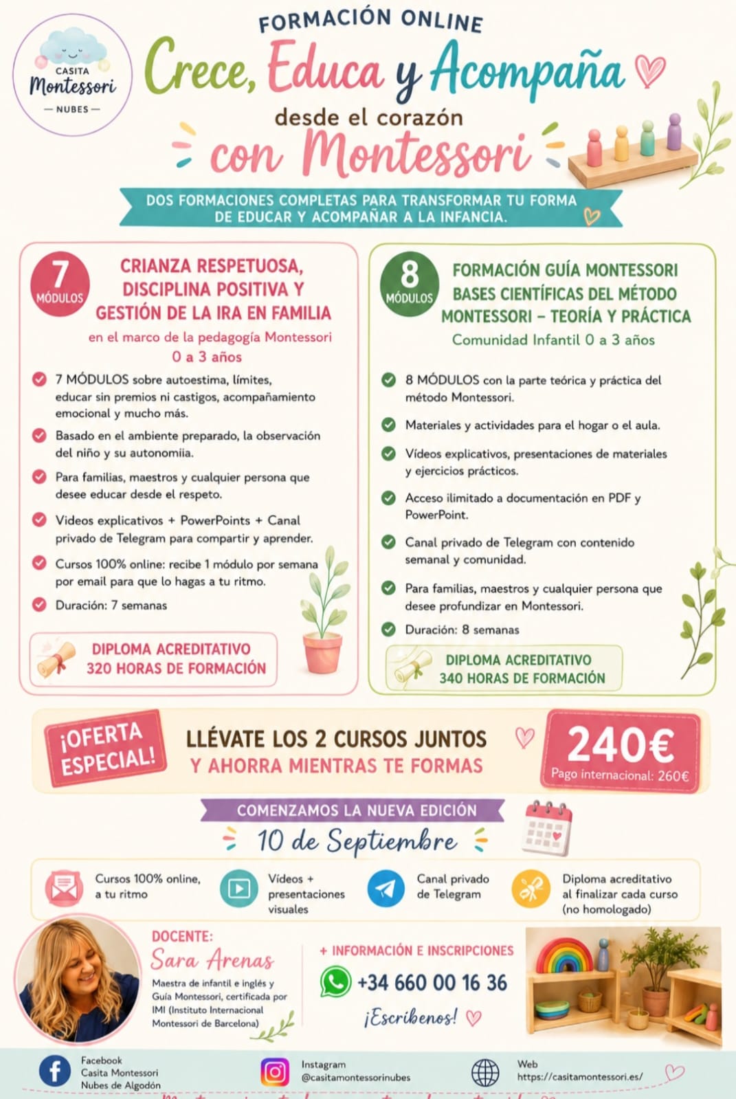 Detalle de las formaciones online de Sara